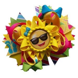 4.5 INCH SUNSHINE EMOJI HAIRBOW